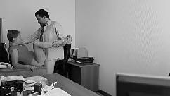 The boss fucks his employer at the office table and films it on hidden cam